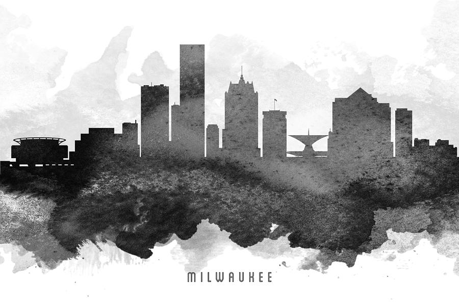 Milwaukee Painting - Milwaukee Cityscape 11 by Aged Pixel