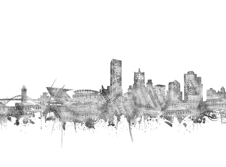 Milwaukee Skyline Music Notes Digital Art