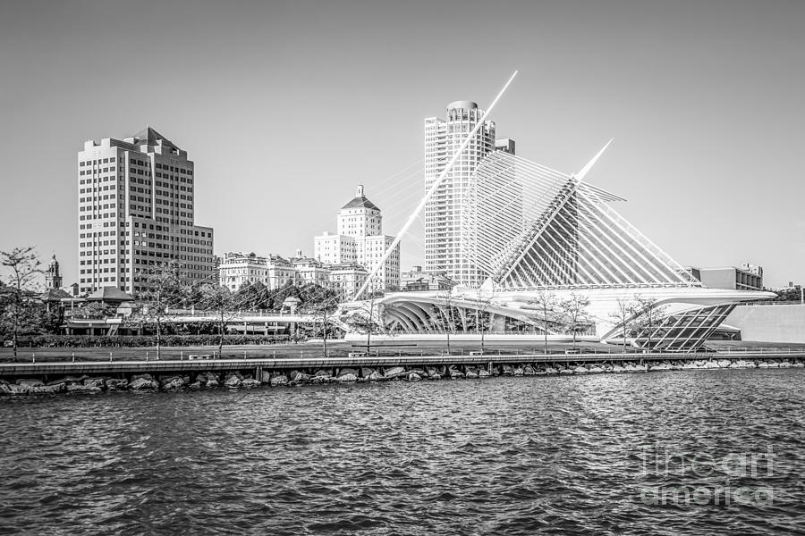 Milwaukee Skyline Photo in Black and White Photograph by Paul Velgos
