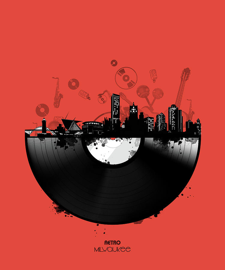 Milwaukee Skyline Vinyl 4 Digital Art by Bekim M