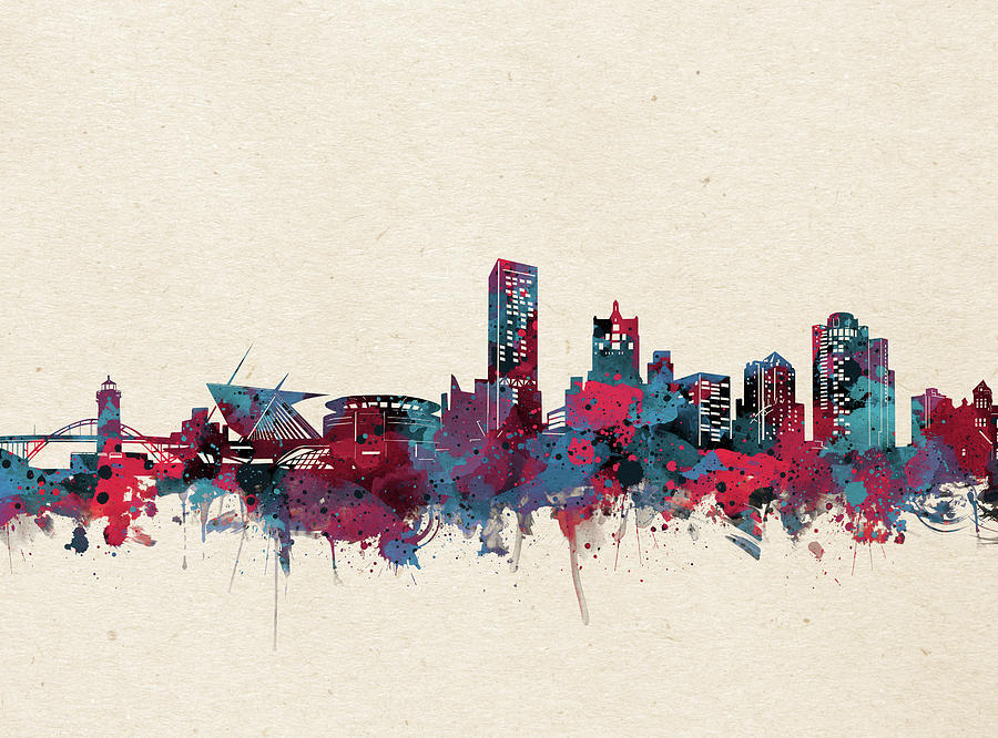 Milwaukee Skyline Watercolor 4 Digital Art