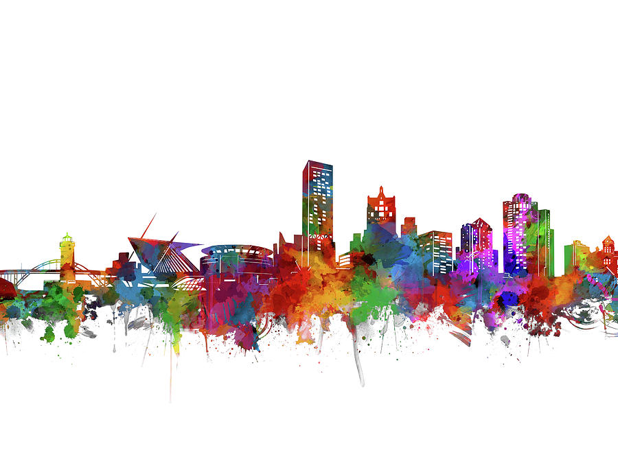 Milwaukee Skyline Watercolor Digital Art