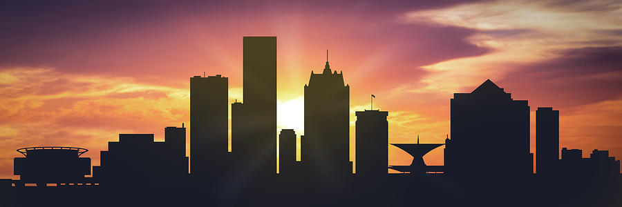 Milwaukee Digital Art - Milwaukee Sunset USWIML-PA01 by Aged Pixel