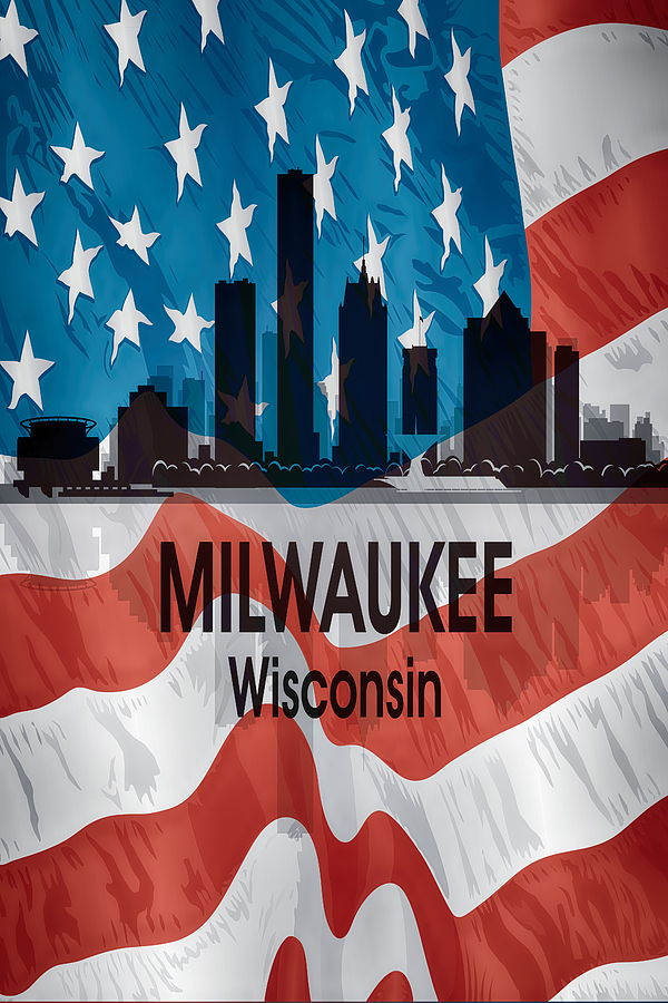 Milwaukee Wi American Flag Vertical Digital Art