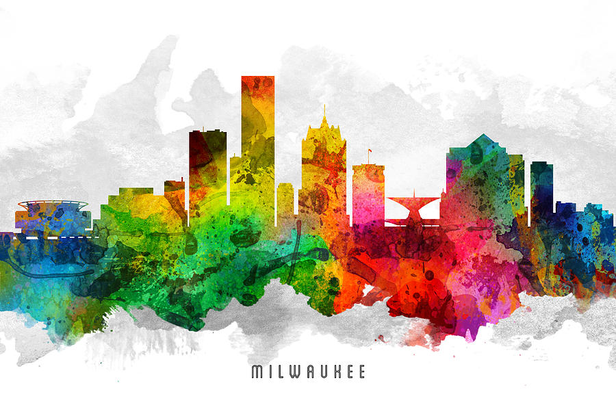 Milwaukee Painting - Milwaukee Wisconsin Cityscape 12 by Aged Pixel