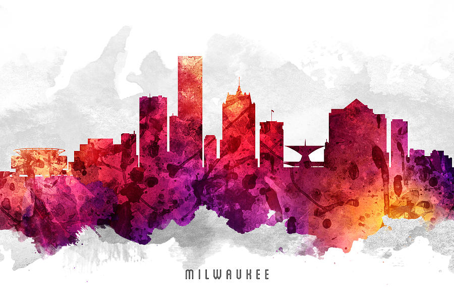 Milwaukee Painting - Milwaukee Wisconsin Cityscape 14 by Aged Pixel