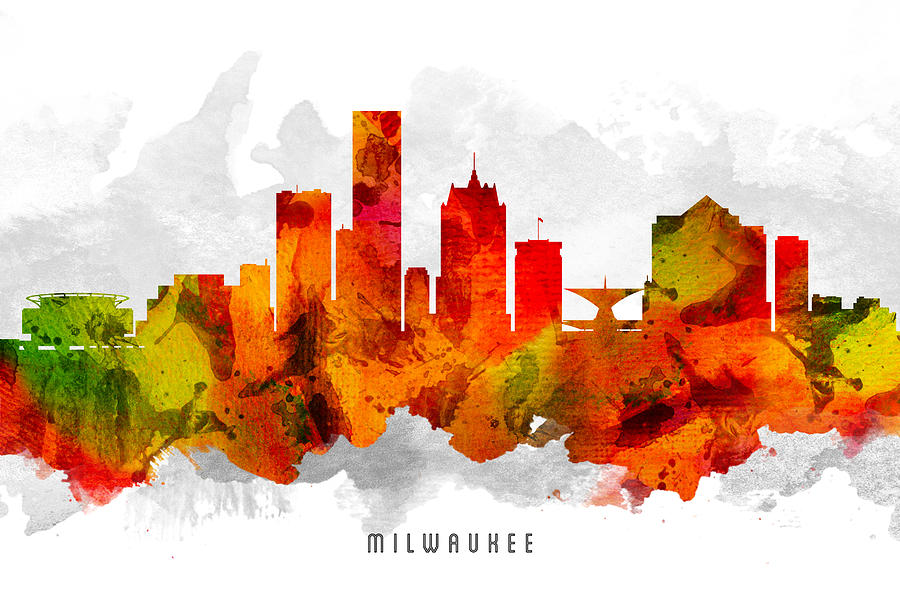 Milwaukee Painting - Milwaukee Wisconsin Cityscape 15 by Aged Pixel