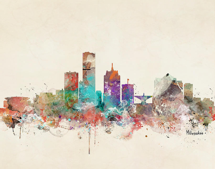 Milwaukee Wisconsin Skyline Painting by Bri Buckley
