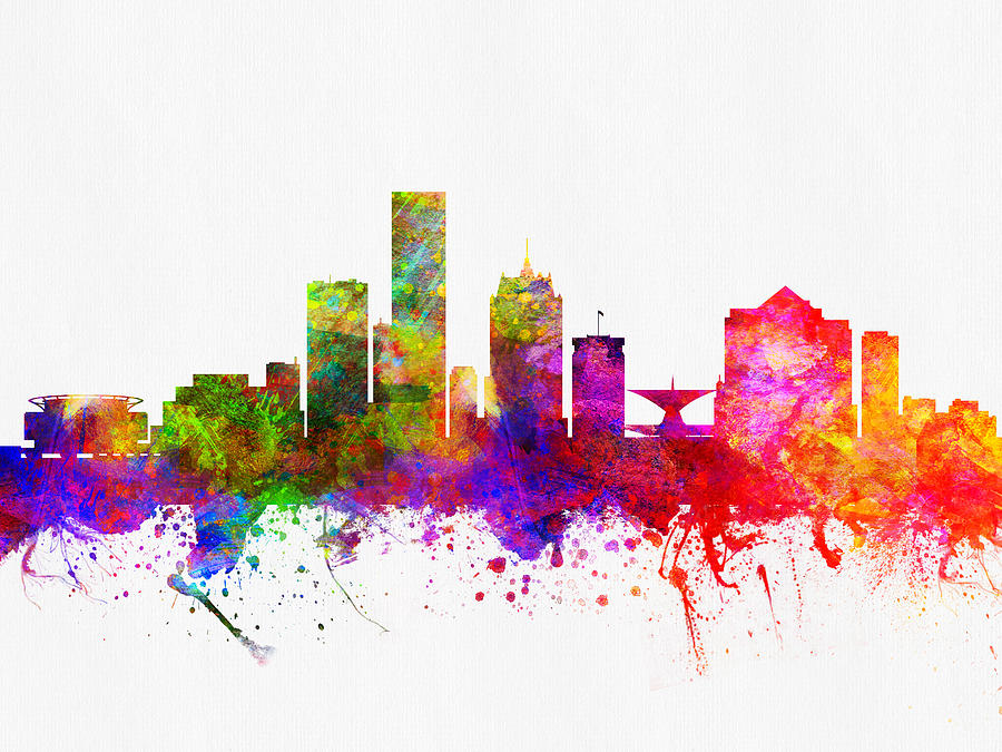 Milwaukee Digital Art - Milwaukee Wisconsin skyline Color02 by Aged Pixel
