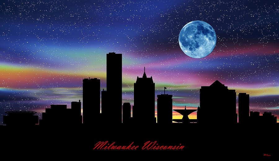 Milwaukee Wisconsin Twilight Skyline Digital Art by Gregory Murray