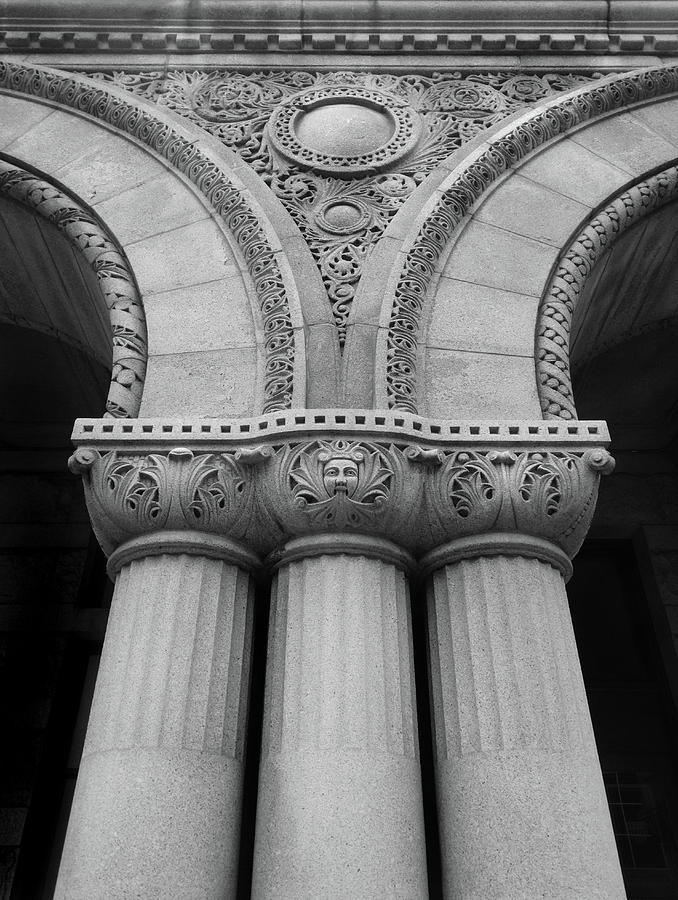 Milwaukees Federal Building Detail B W Photograph by David T Wilkinson