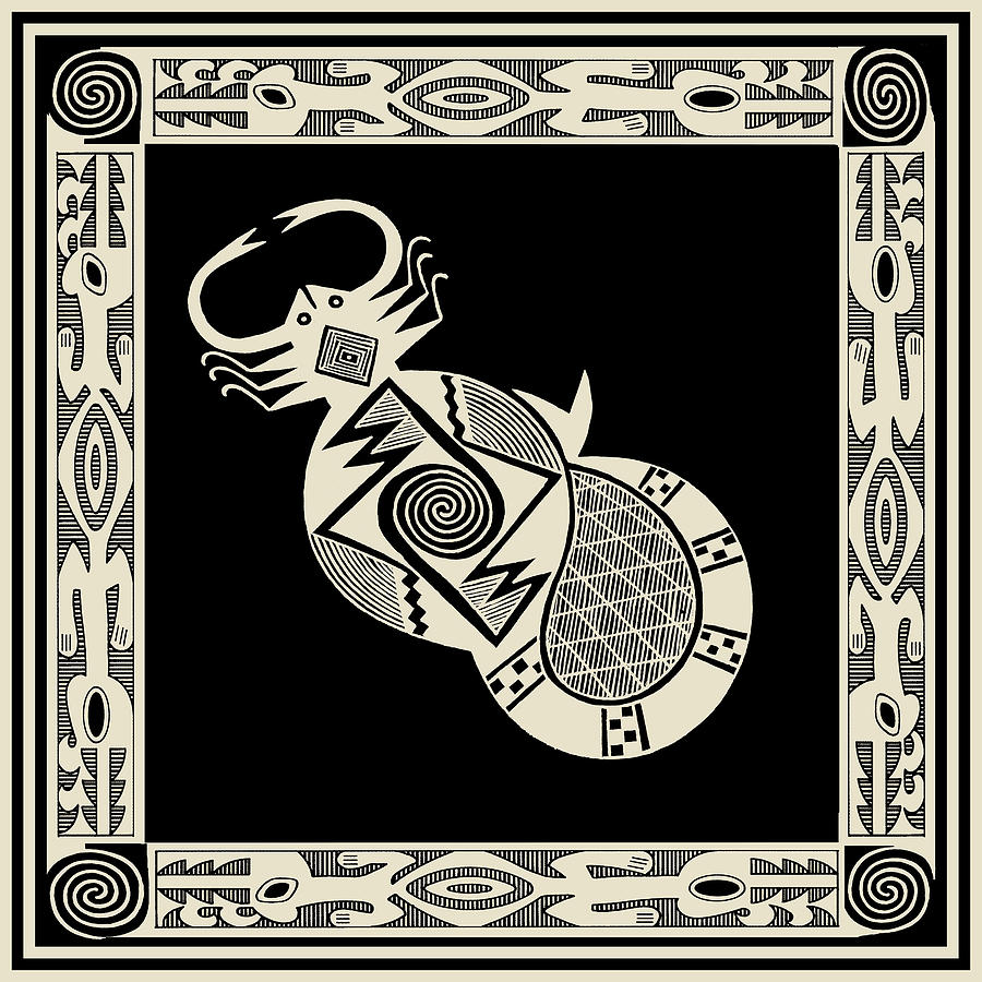 Mimbres Scorpion with Dragons Digital Art by Vagabond Folk Art - Virginia Vivier