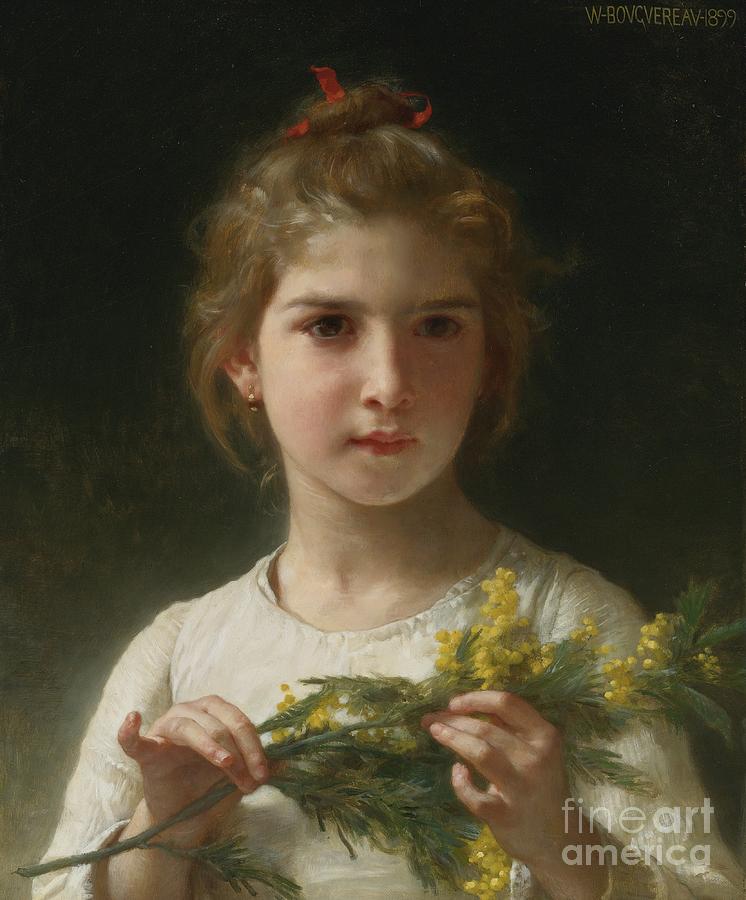 William Adolphe Bouguereau Painting - Mimosa The Mimosa Flower by Celestial Images