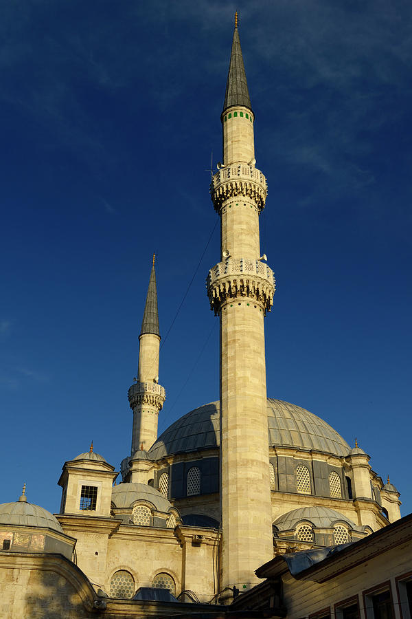 Turkey Photograph - Minarets and domes of Eyup Sultan Mosque Istanbul Turkey by Reimar Gaertner