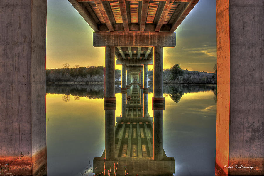 Lake Sinclair Littles Ferry Reflections George F Green Memorial Bridge Architecture Art Photograph by Reid Callaway
