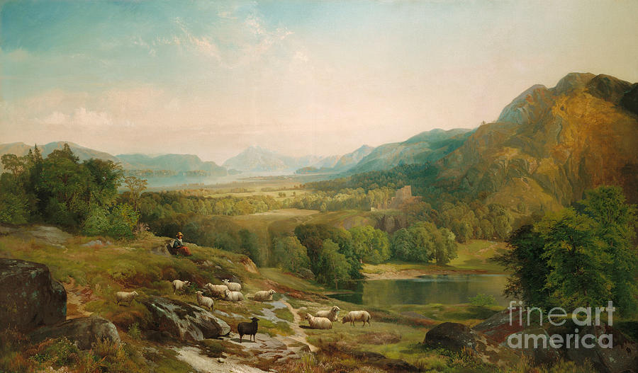 Thomas Moran Painting - Minding the Flock by Thomas Moran