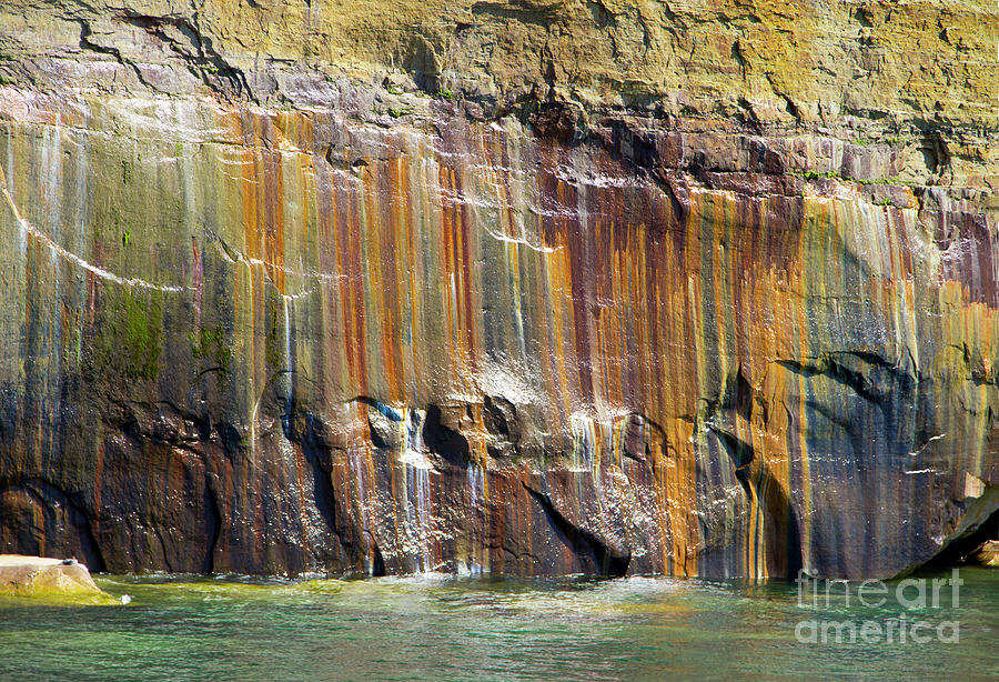 Mineral Streaks Painted Coves Pictured Rock National Shoreline Photograph by Karen Jorstad