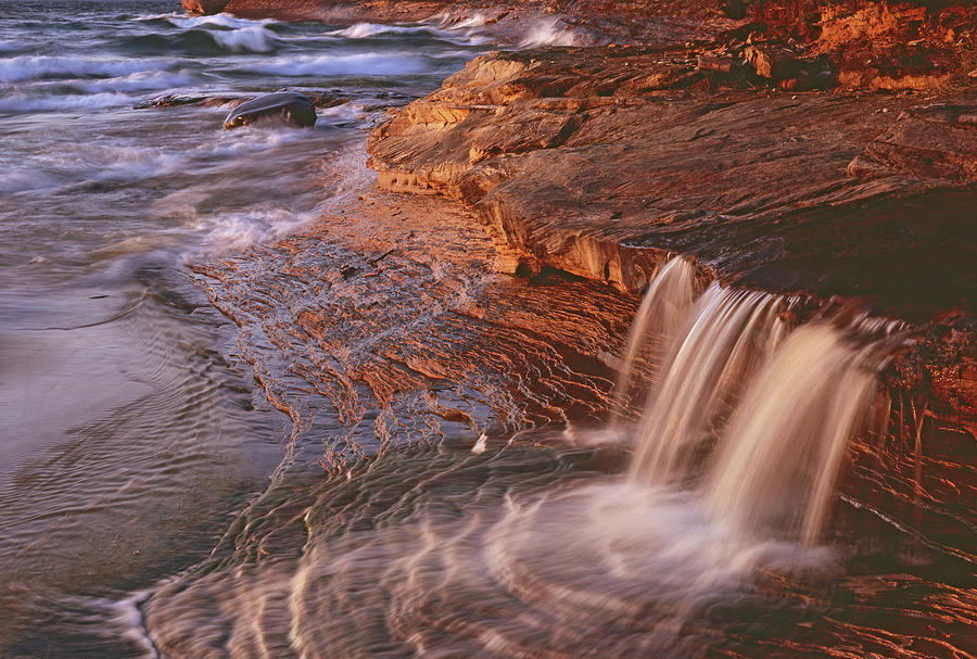 Miners Beach Falls and Waves Photograph by Tom Daniel