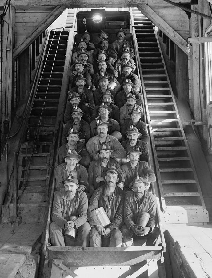 Miners In An Open Tram At The Calumet Photograph by Everett