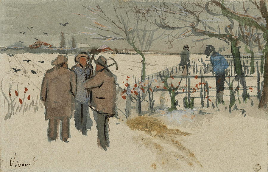 Miners in the Snow - Winter, 1882 Painting by Vincent Van Gogh