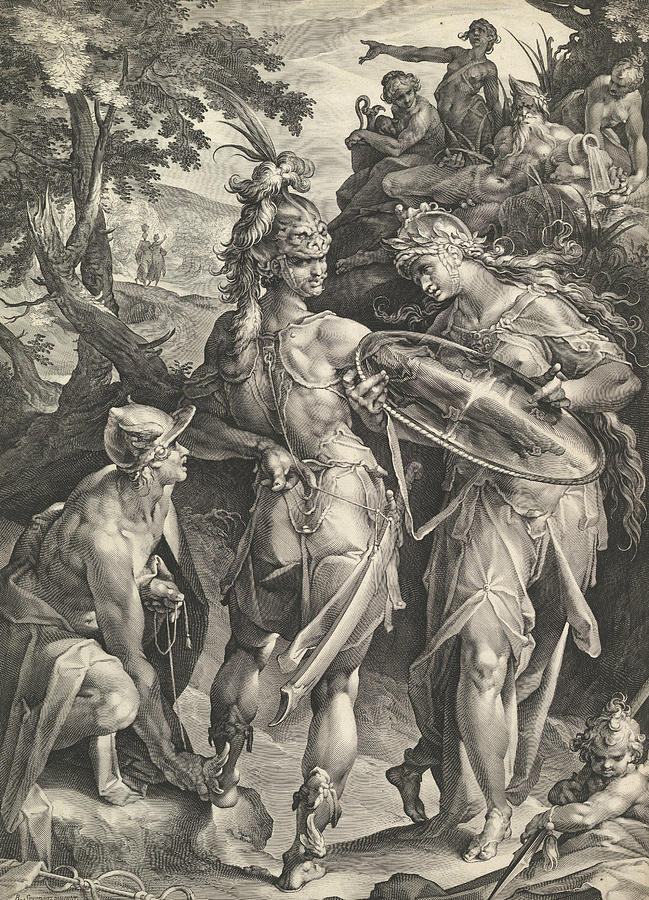 Minerva and Mercury Arming Perseus Relief by Bartholomeus Spranger