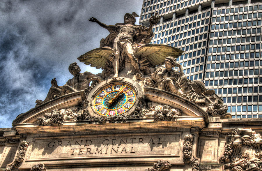 Architecture Photograph - Minerva Hercules and Mercury Statuary Atop Grand Cental Station by Allen Beatty