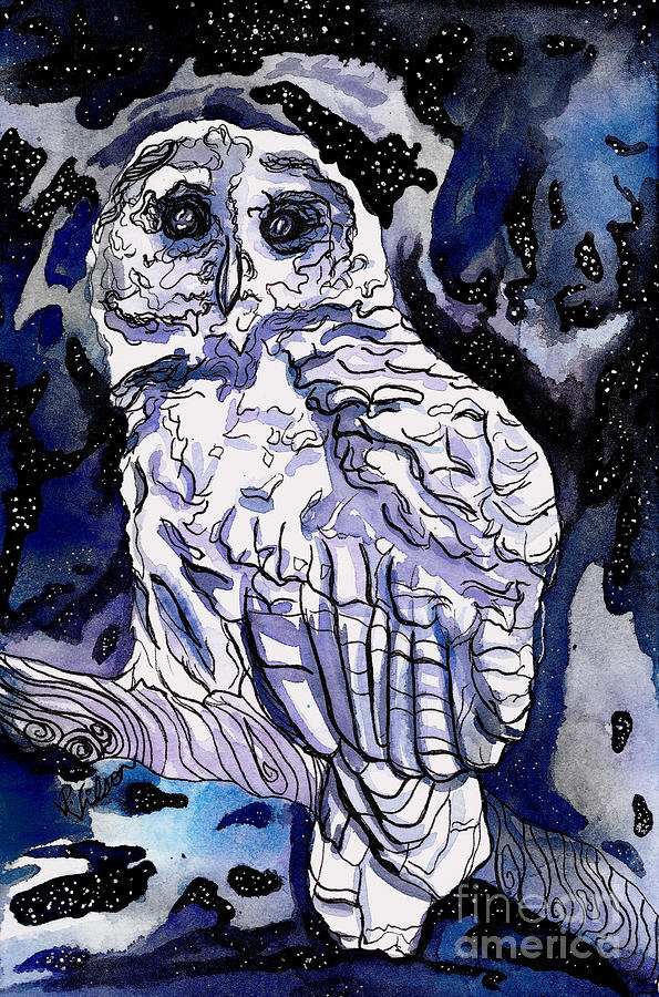 Owl Painting - Minervas Messenger by D Renee Wilson