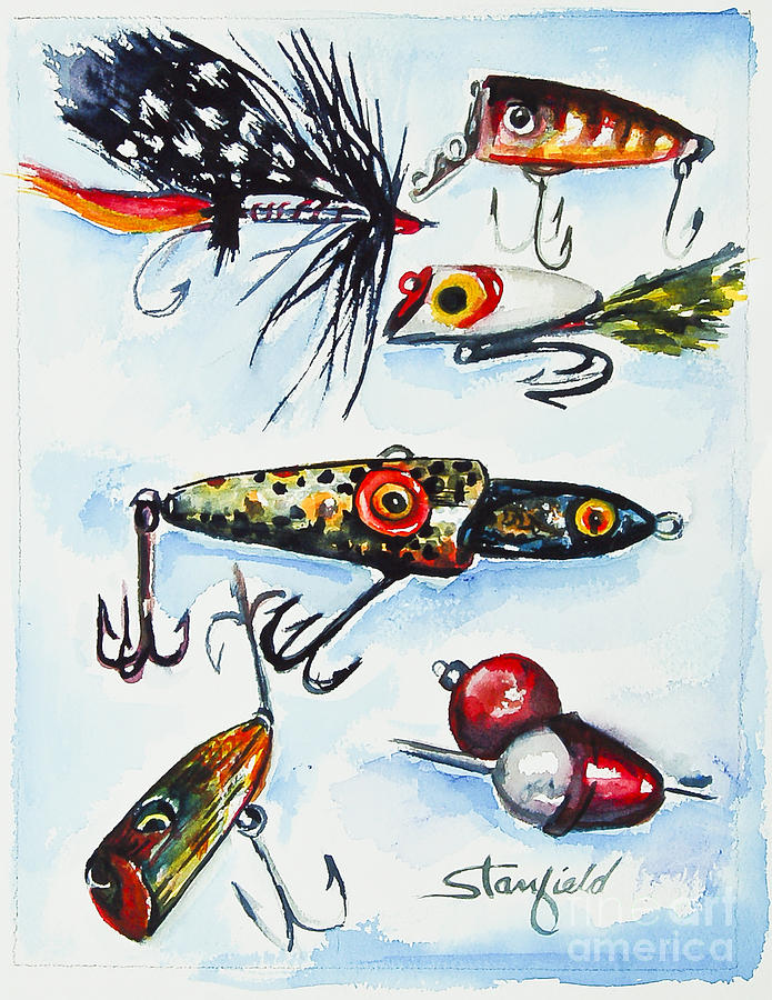 Mini Study- Fishing Lures Painting by Johnnie Stanfield - Fine Art America
