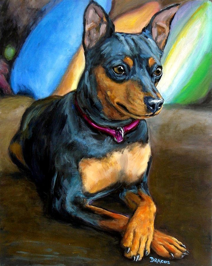 Dog Painting - Miniature Pinscher Formal by Dottie Dracos