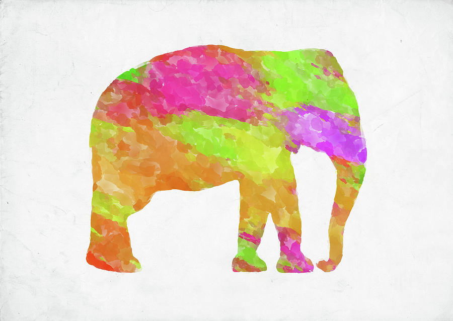 Minimal Abstract Elephant Watercolor Digital Art by Ricky Barnard