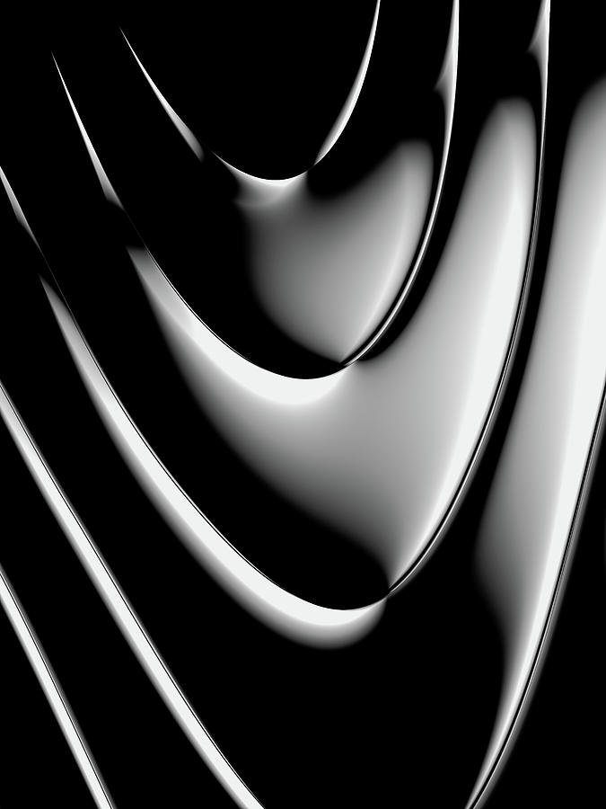 Minimalist black and white Fractal Design Digital Art by Matthias Hauser