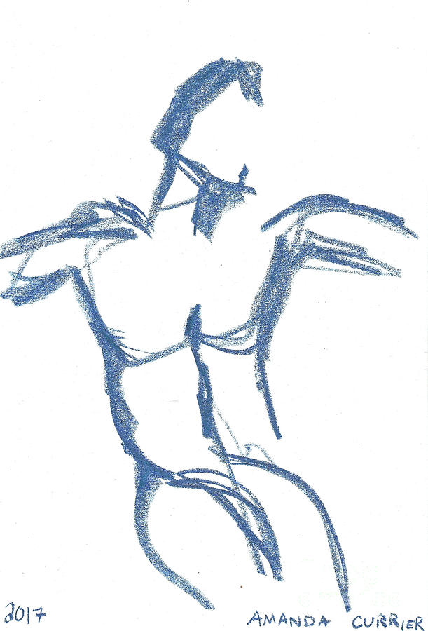 Minimalist Blue Male Figure Drawing by Amanda Currier