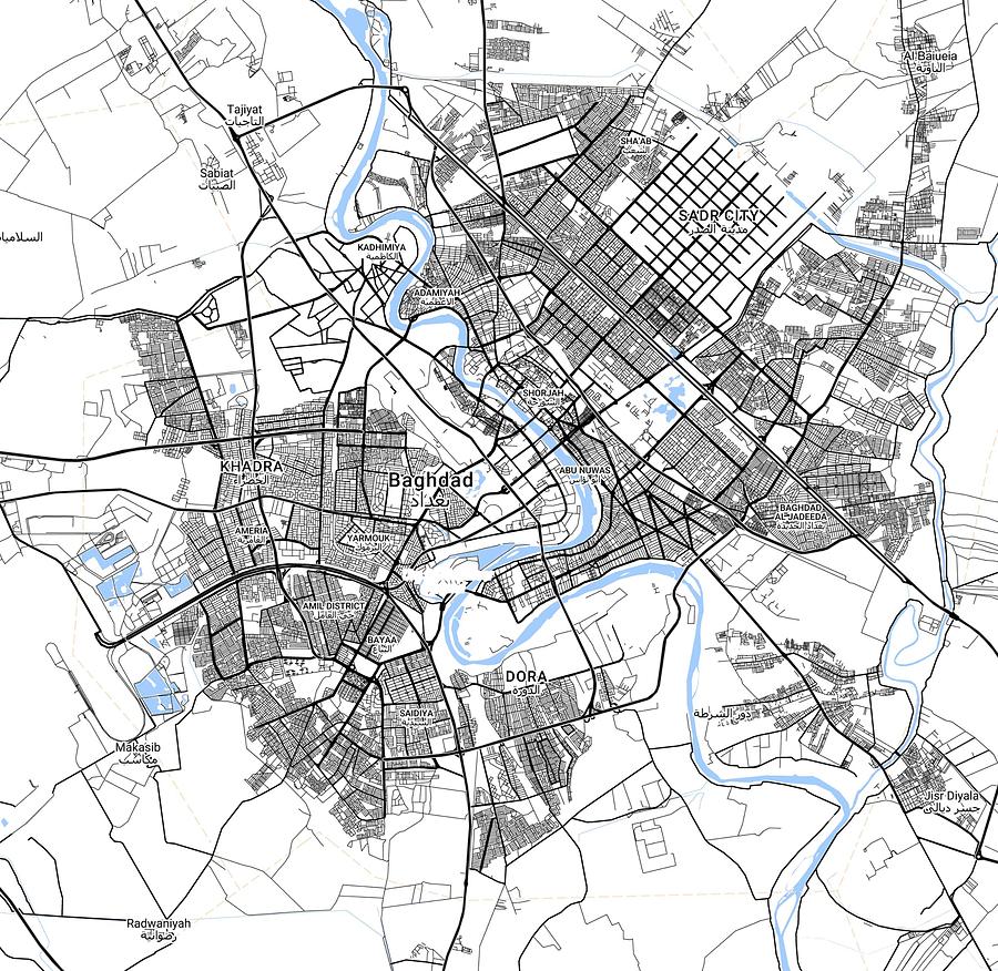 Minimalist Modern Map of Baghdad, Iraq 3 Painting by Celestial Images ...