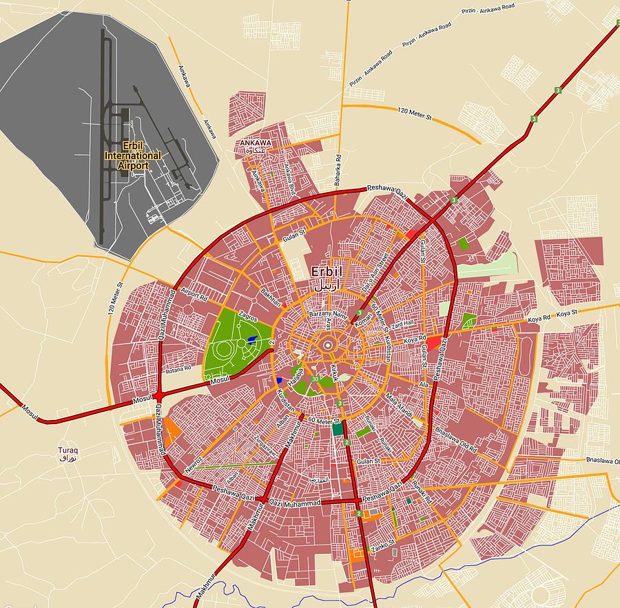 Erbil Kurdistan Map