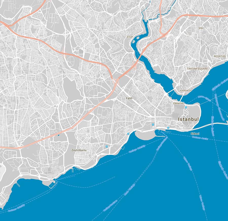 Minimalist Modern Map of Istanbul, Turkey 3 Painting by Celestial ...