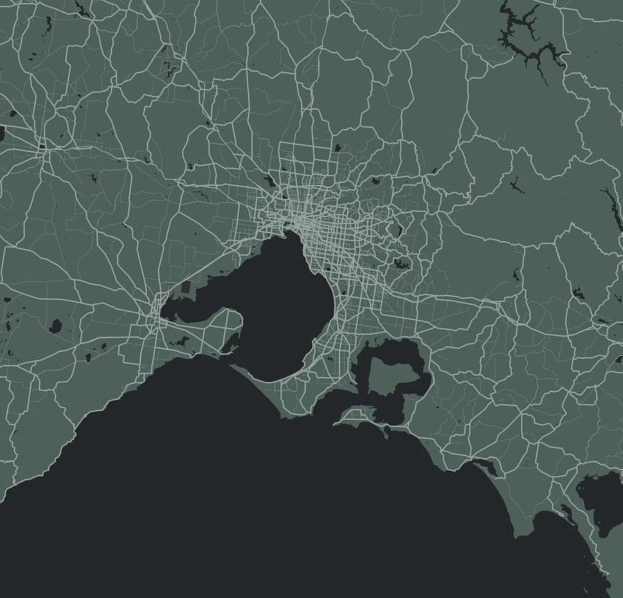 Minimalist Modern Map of Melbourne, Australia 2 Painting by Celestial ...