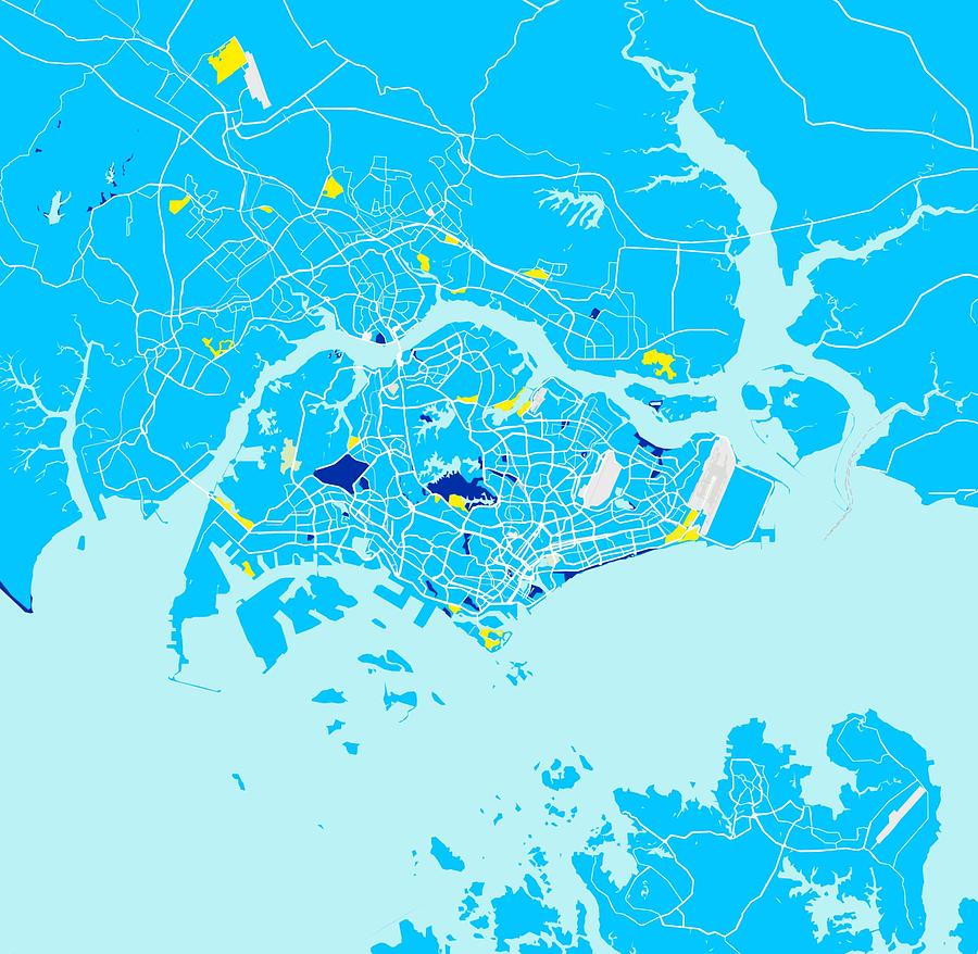 Minimalist Modern Map Of Singapore 2d Painting