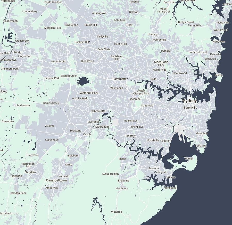 Minimalist Modern Map of Sydney, Australia 2 Painting by Celestial ...