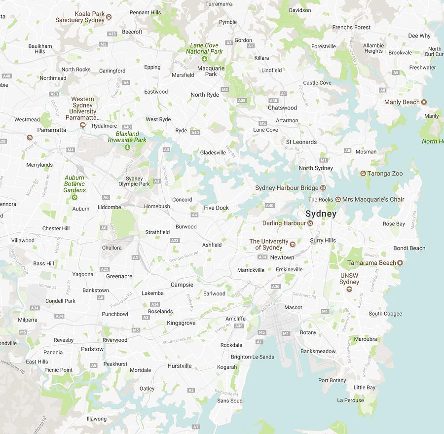 Map Of Sydney Australia Minimalist Modern Map Of Sydney, Australia 6 Painting By Celestial Images