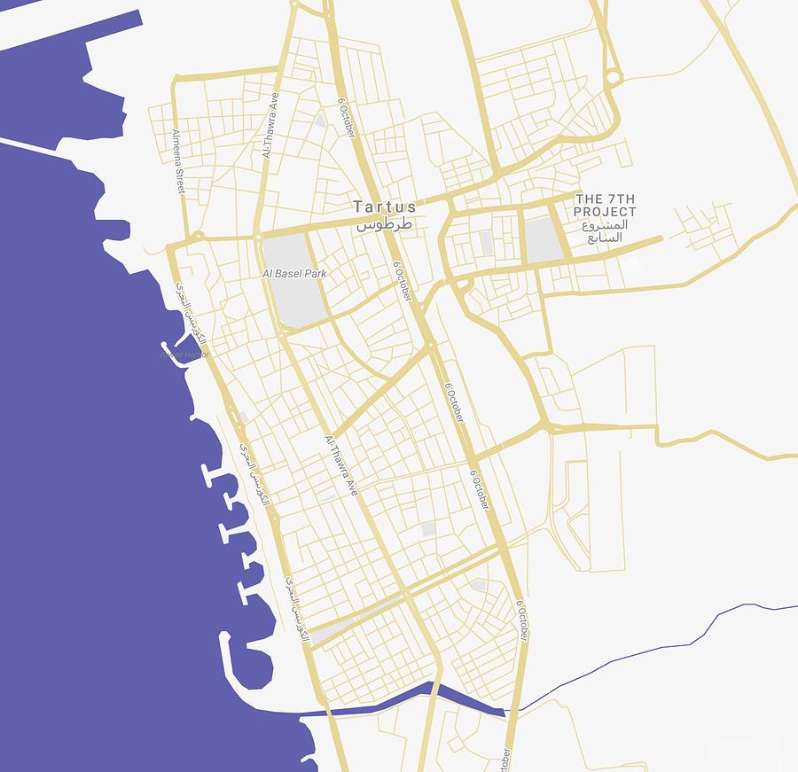 Minimalist Modern Map of Tartus, Syria 2 Painting by Celestial Images