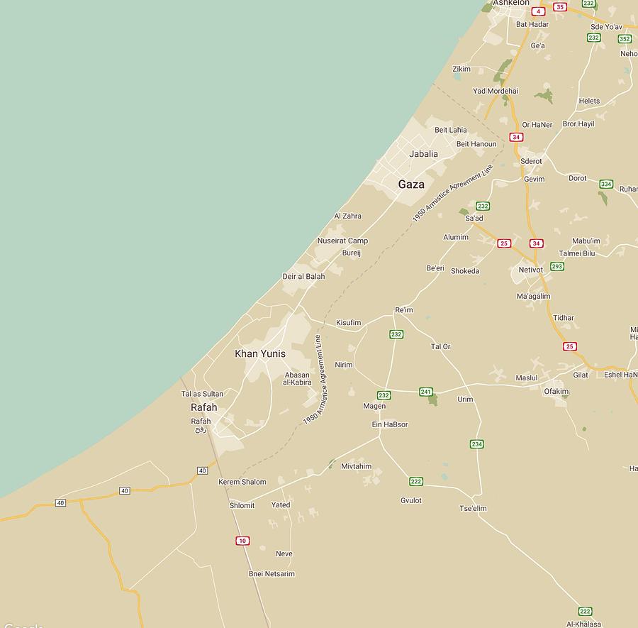 Minimalist Modern Map of The Gaza Strip Gaza Palestinian territory Painting by Celestial Images