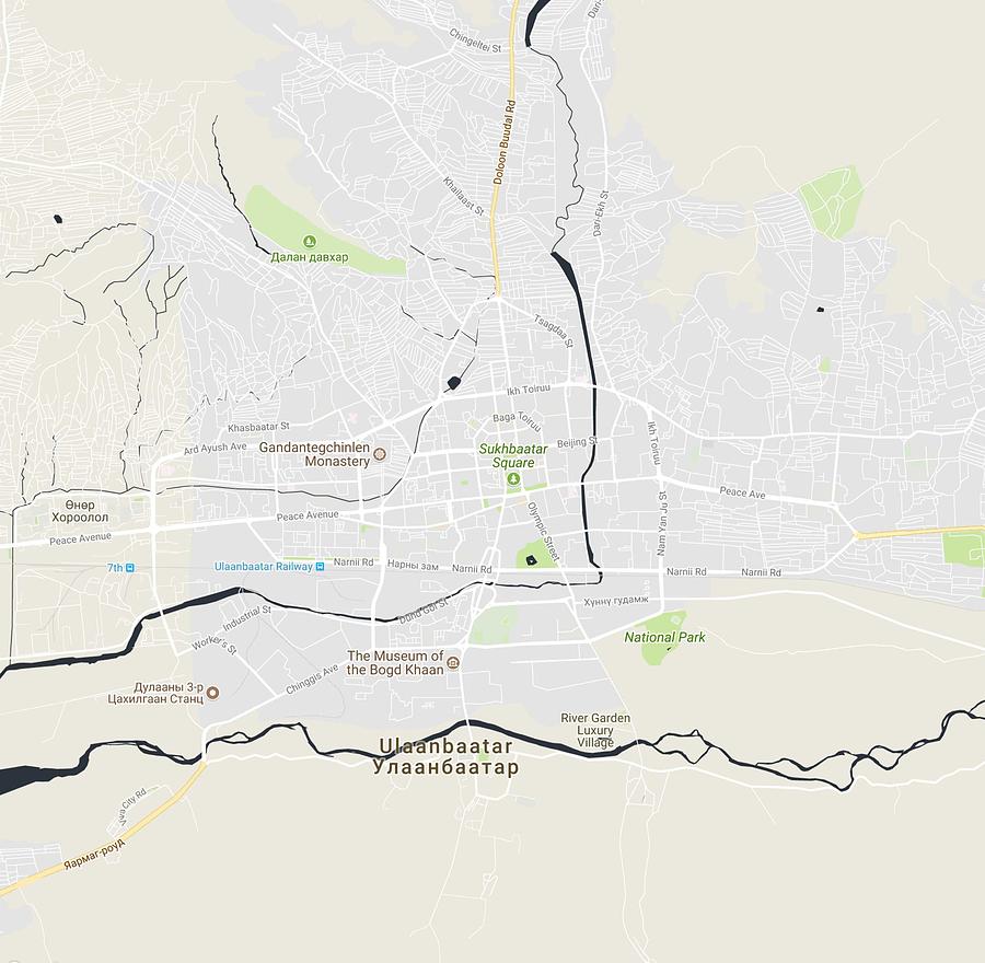 Minimalist Modern Map Of Ulaanbaatar Mongolia Painting By Celestial   Minimalist Modern Map Of Ulaanbaatar Mongolia Celestial Images 