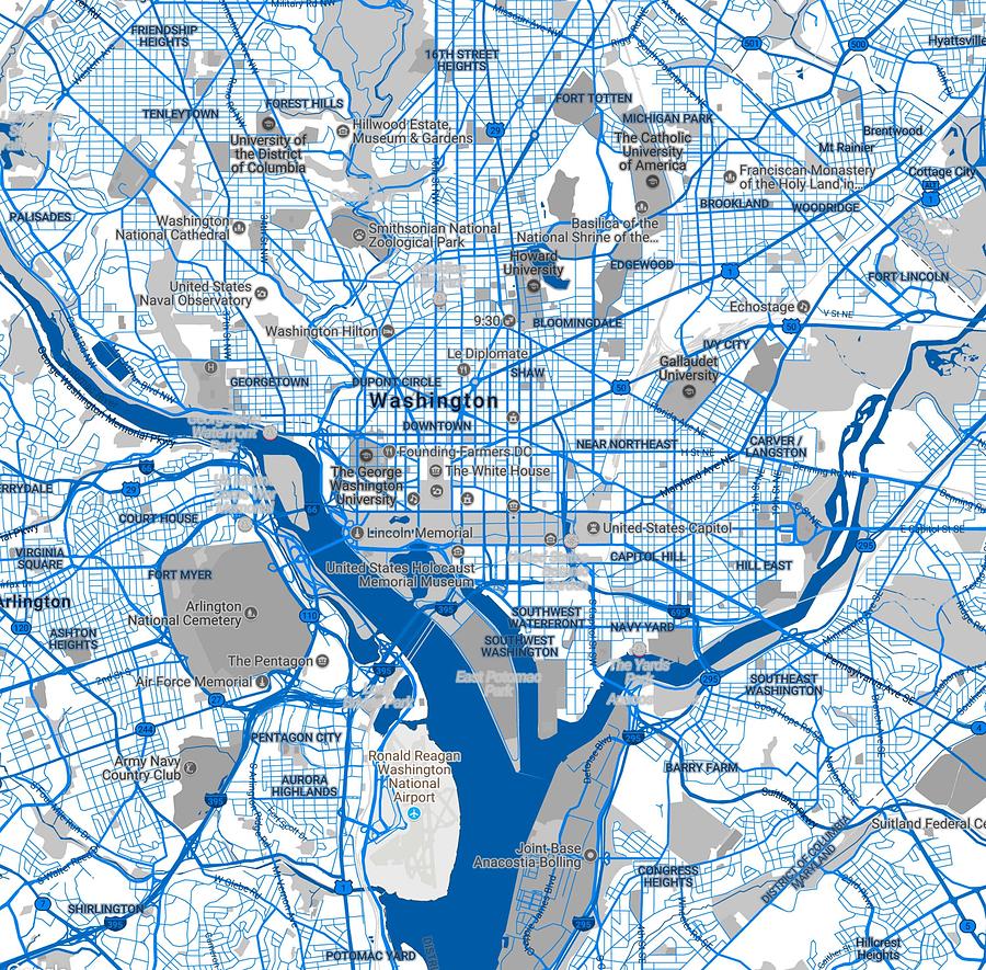 Minimalist Modern Map Of Washington DC USA 2 Painting By Celestial Minimalist Modern Map Of Washington Dc Usa 2 Celestial Images