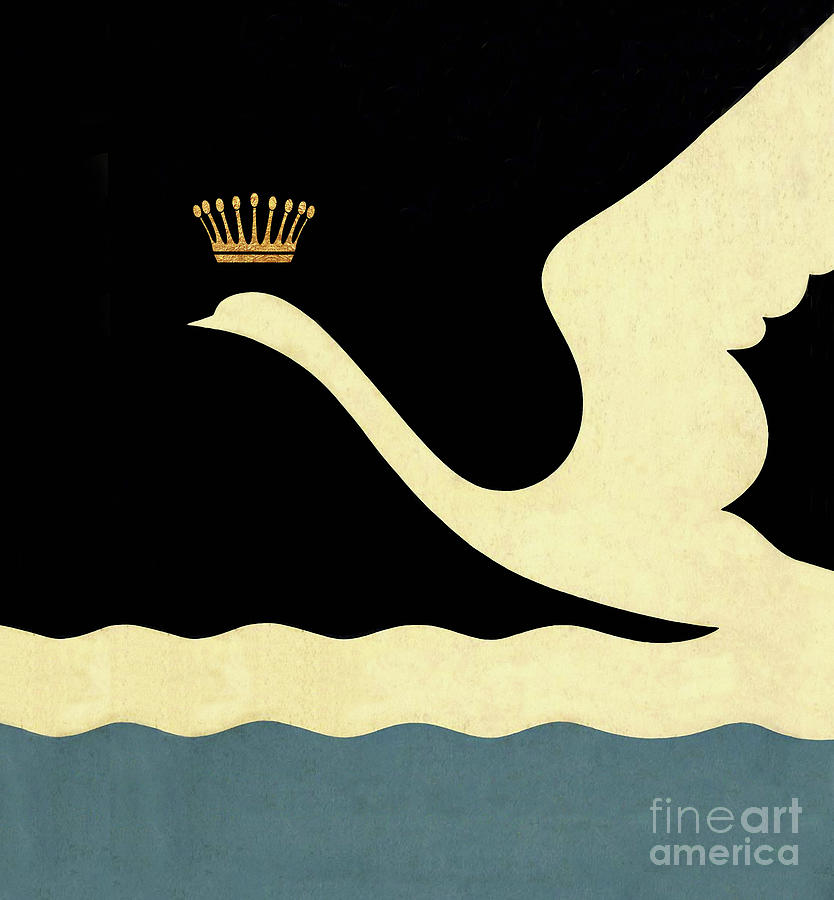 Swan Photograph - Minimalist Swan Queen flying crowned swan by Tina Lavoie