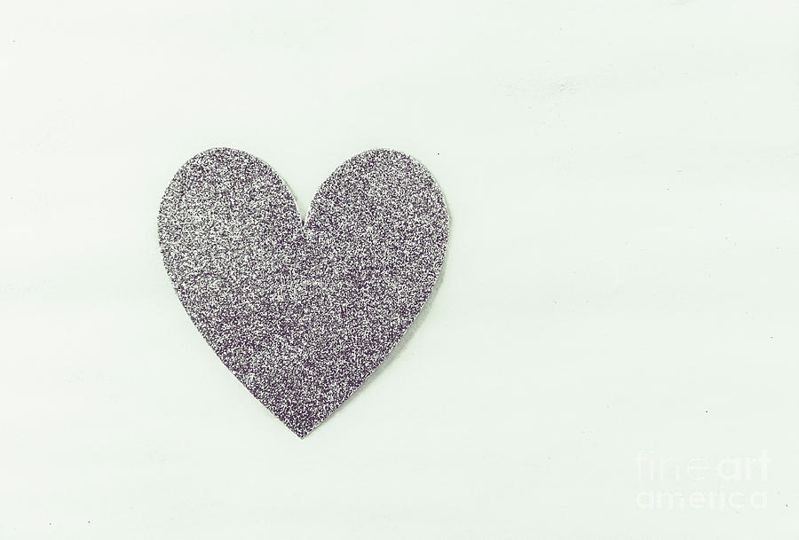 Minimalistic Silver Glitter Heart Photograph by Andrea Anderegg