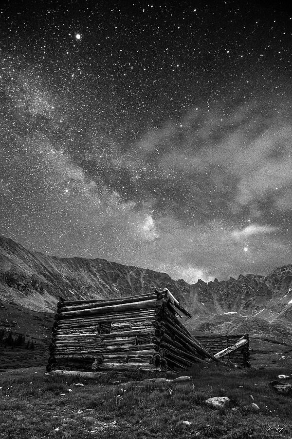 Minin Ruins and Milky Way Black and White Photograph by Aaron Spong