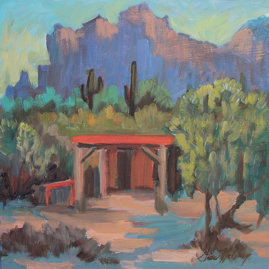 Mining Camp at Superstition Mountain Museum Painting by Diane McClary