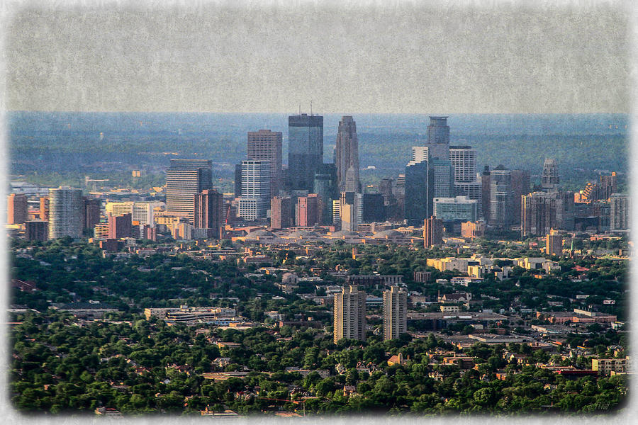 Minneapolis Aerial View Photo Painting Photograph by Bonnie Follett