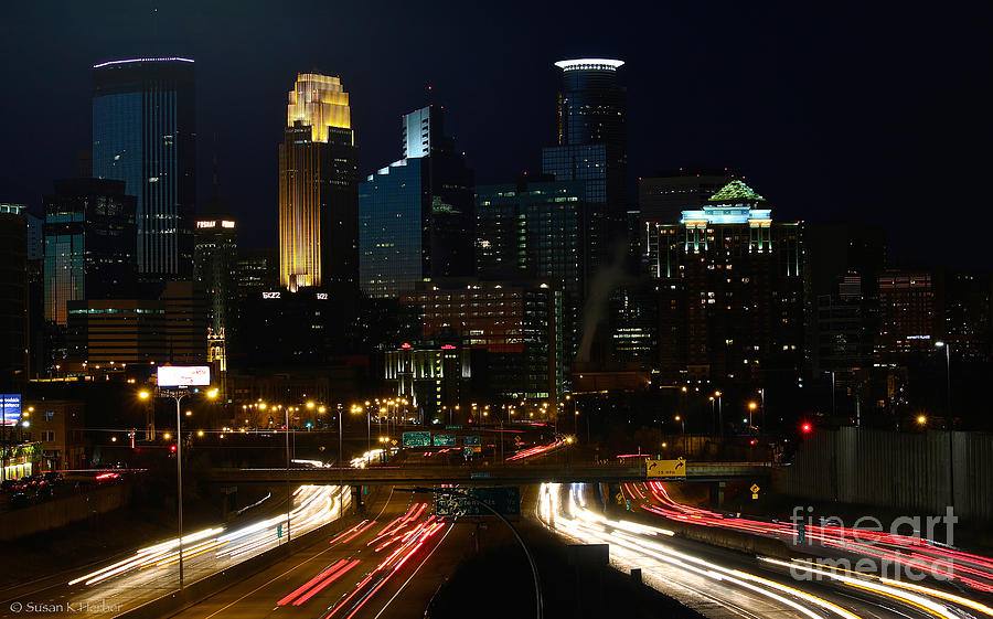 Minneapolis After Dark Photograph by Susan Herber