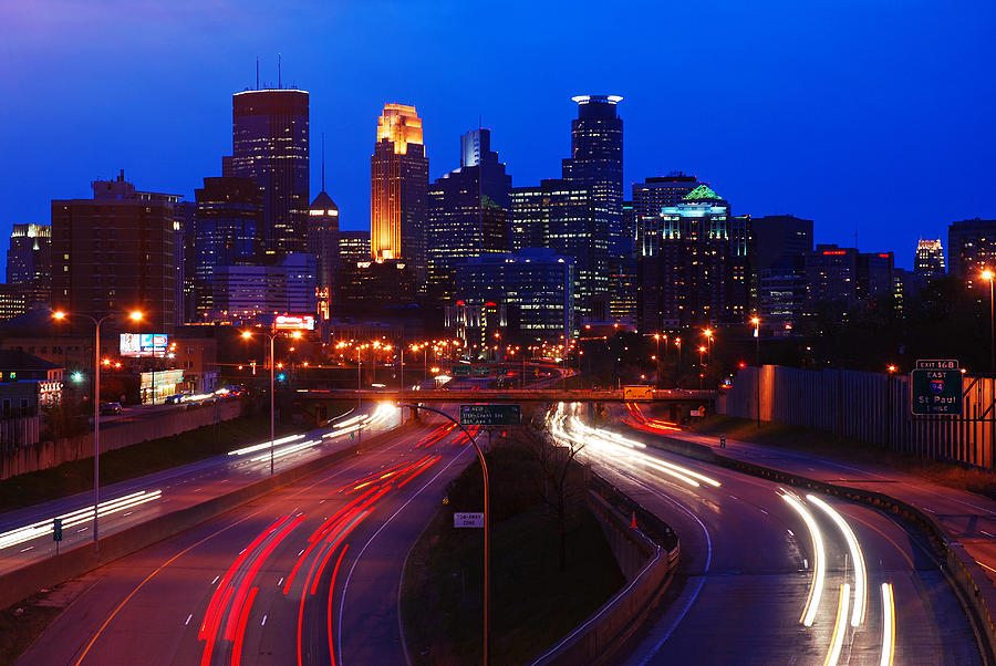 Minneapolis at Night Photograph by James Kirkikis